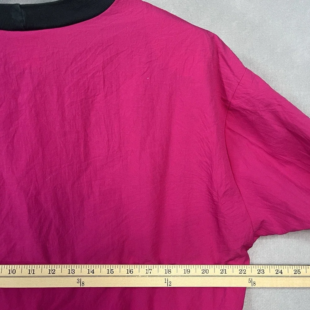 VTG 80s Teddi of California Nylon‎ Embellished Shirt Pink Retro Sz M costume
